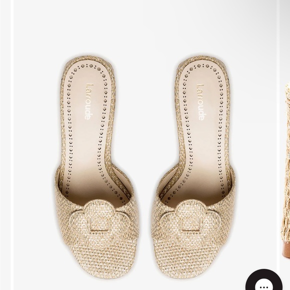 Larroude Flora Mule In Gold Metallic Raffia - Picture 5 of 5